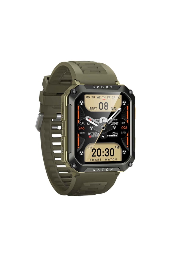 Smart Watch, 50M, Rugged Military Bluetooth Call Fitness Tracker, 2.01in Large HD Display,Green,for Father Dad