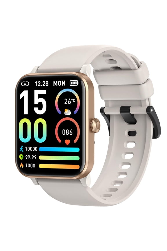 Smart Watch Full Screen Smart Watches For Android IOS Phones Smart Fitness Watch For Women Man Smartwatch,White&Gold,for Father Dad -#180