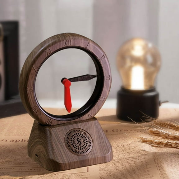 YiBai Space Gate Vintage Bluetooth Speaker Suspended Clockwise Bluetooth Subwoofer Vintage Clock Sound,Brown,for Father Dad
