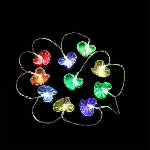YiBai String of Heart Shaped Colorful Light String Valentine's Day Decoration, Multicolor