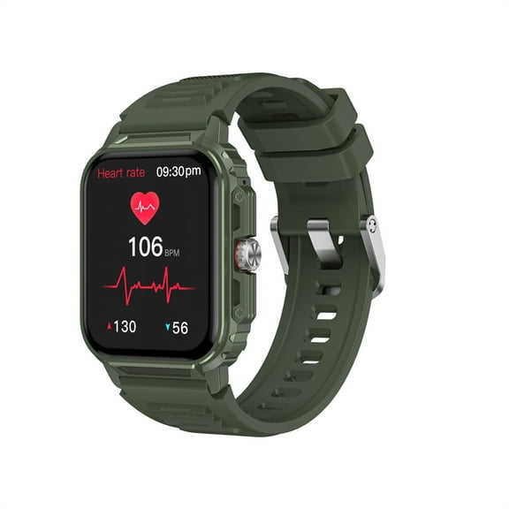 YiBai Three-Proof Bluetooth Talk Casual Smart Watch Fitness Rotation List NFC Control Encoder Metal Case 1.85Inch Full-Touchs Screen 110 Sport Mode IP67,Green,for Father Dad