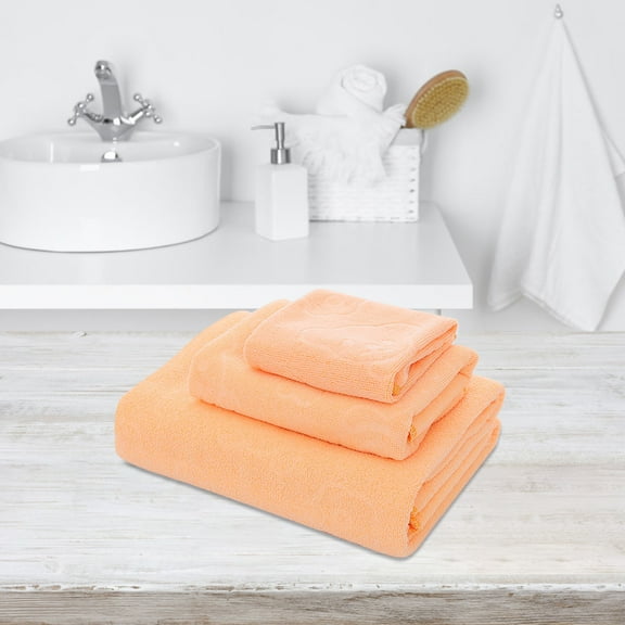 YiBai Three Sets Of Fibre Bath Towel Towel Towel Absorbent Towel Embossed Bear Bath Towel Beach Towel,Orange #N.2195