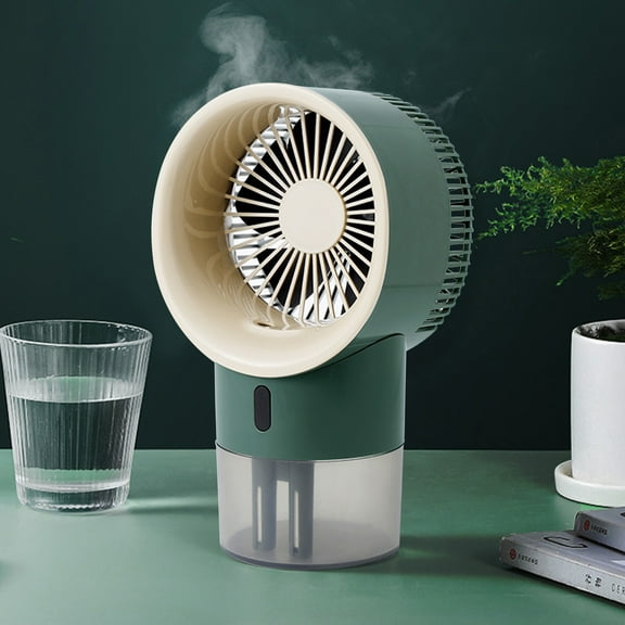 YiBai USB Mini Refrigerated Wind Conditioner, Home Small Chiller, Portable Mobile Humidification Night Light Desktop Water-cooled Fan, Plug-in Model, Green #N.3683