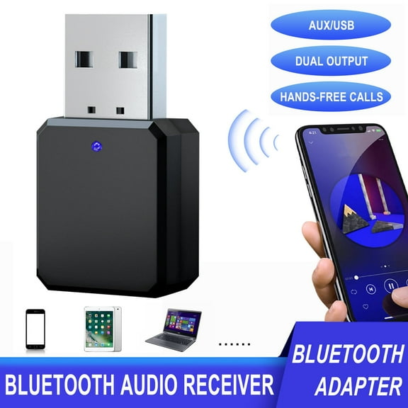 YiBai USB Wireless Bluetooth-compatible 5.1 Audio Receiver Adapter Music Speakers Hands- Calling 3.5mm AUX Car Stereo,for Men Dad,A