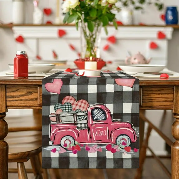 YiBai Valentine's Day Table Runner Super Soft Tablecloth For Catering Wedding Kitchen Party Holiday Picnic Home Decor 13x72 Inch Long Romantic Heart Art Texture, B -Q1079