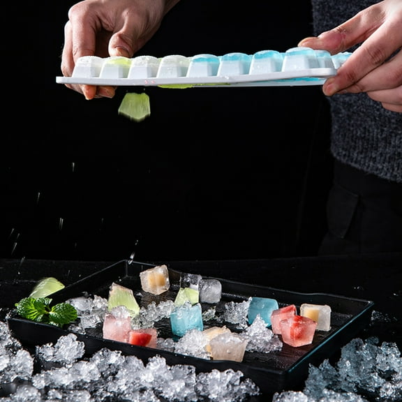 YiBai White Ice Tray, Ice Box Ice Cubes Household Ice Maker Refrigerator Freezer Ice Cubes Box -1-layer