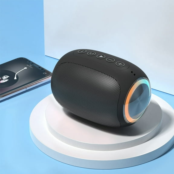 YiBai Wireless Bluetooth Speaker Subwoofer, Small Audio Outdoor Audio With Colorful LED,Black,for Father Dad