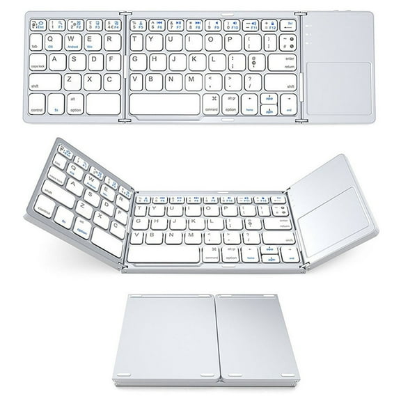 YiBai Wireless Keyboard, Bluetooth Keyboard Touchpad Foldable Tri-fold Wireless For #.215, WhiteBluetooth Keyboard Touchpad Foldable Tri-fold Wireless For #.215, White