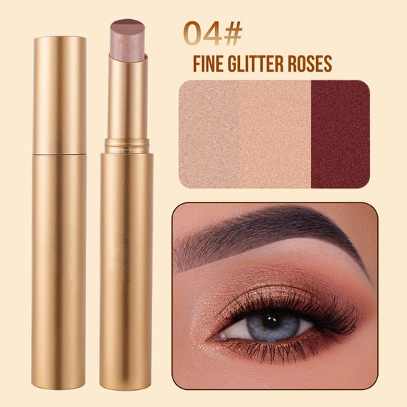 YiFudd 3-Color Eyeshadow Stick 04 Fine Glitter Roses, Gradient Matte & Shimmer Eye Pencil, Beginner-Friendly One-Swipe Makeup, 3.5g / 0.12 oz
