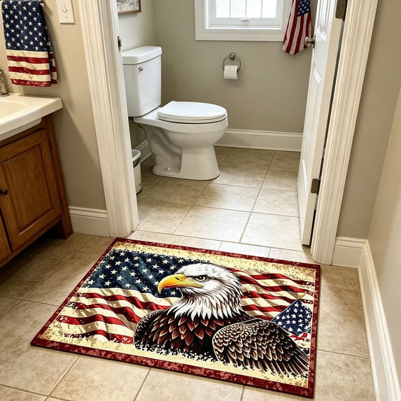 YiFudd 4th Of July Door Mat, Patriotic Eagle Flag Mat For Independence Day, Home Outdoor Decor, D