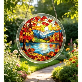 YiFudd Acrylic Puzzle Suncatcher 83 Pieces, 7.4 in, Tree of Radiant Glass Style, Window Hanging Garden Decor, Model H