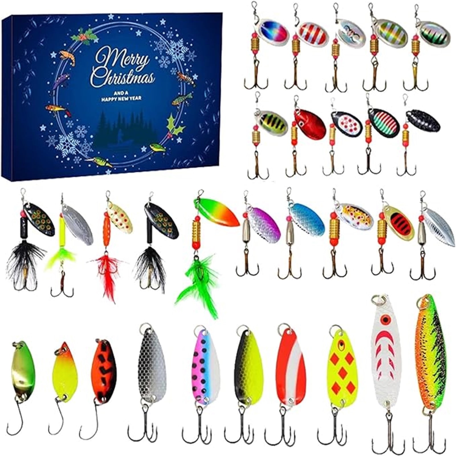 YiFudd Advent Calendar Fishing Christmas Countdown - 24 Days Fishing Advent  Calendar, Fishing Christmas Countdown - Fishing Lures Set for Fisher