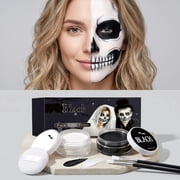 YiFudd Black & White Halloween Face & Body Paint Set, Clown & Vampire Makeup Cream Kit for Party Carnival Stage Costume, 2 Colors