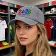 thumbnail image 1 of YiFudd Cartoon Adjustable Washed Cotton Cup26 Soccer Fan USA CAN MEX Design Baseball Cap,Unisex,Gray, 1 of 5