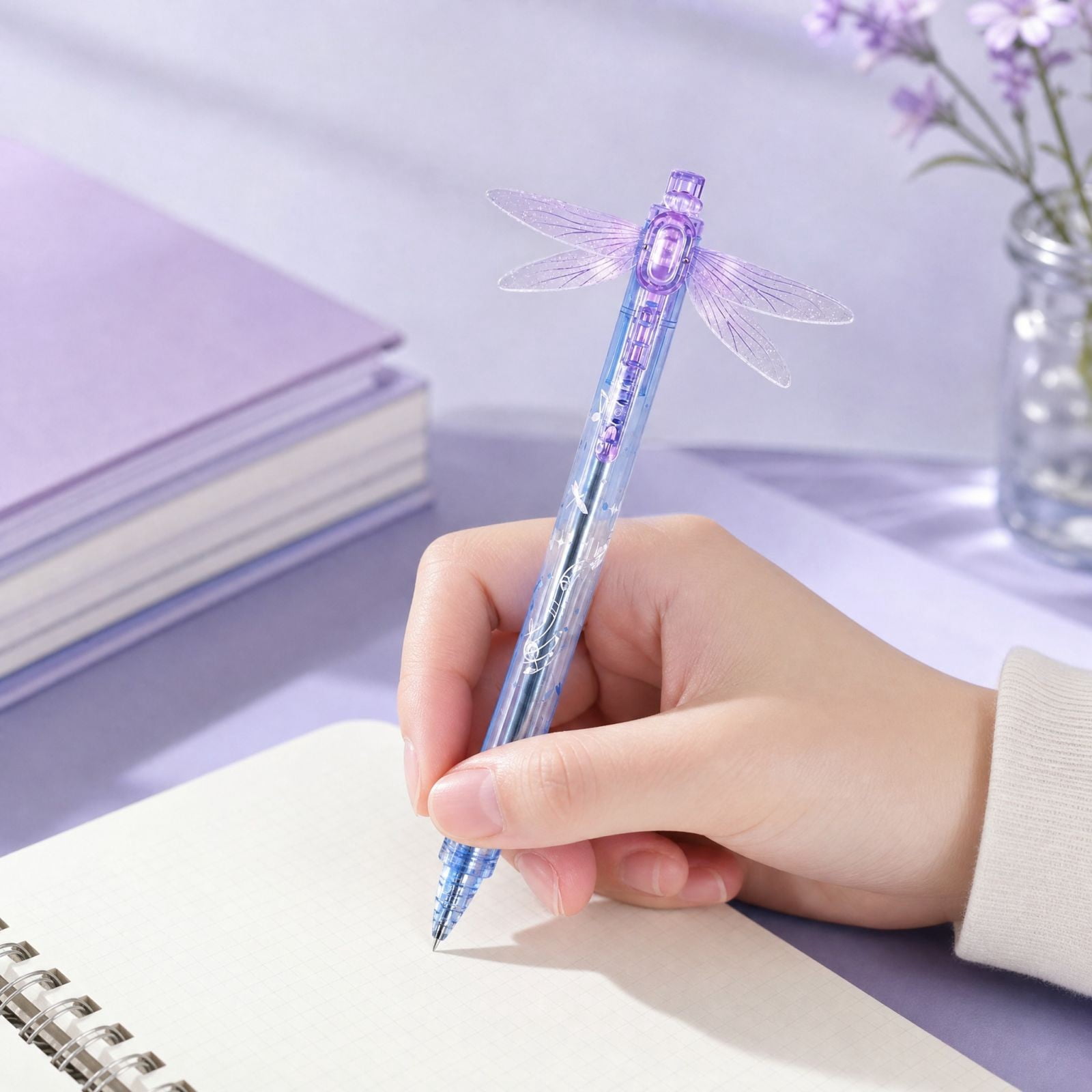 YiFudd Cute Retractable Ballpoint Pen, Transparent Gel Pen with Glitter ...