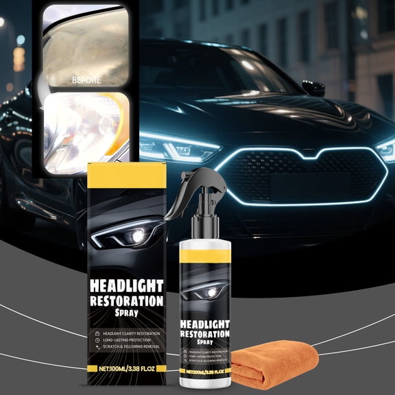 YiFudd Daily Maintenance Car Headlight Cleaner / Black & Shiny Polishing Liquid / 100ml / Headlight Restoration & Refurbishment Spray / Improves Light Clarity & Appearance