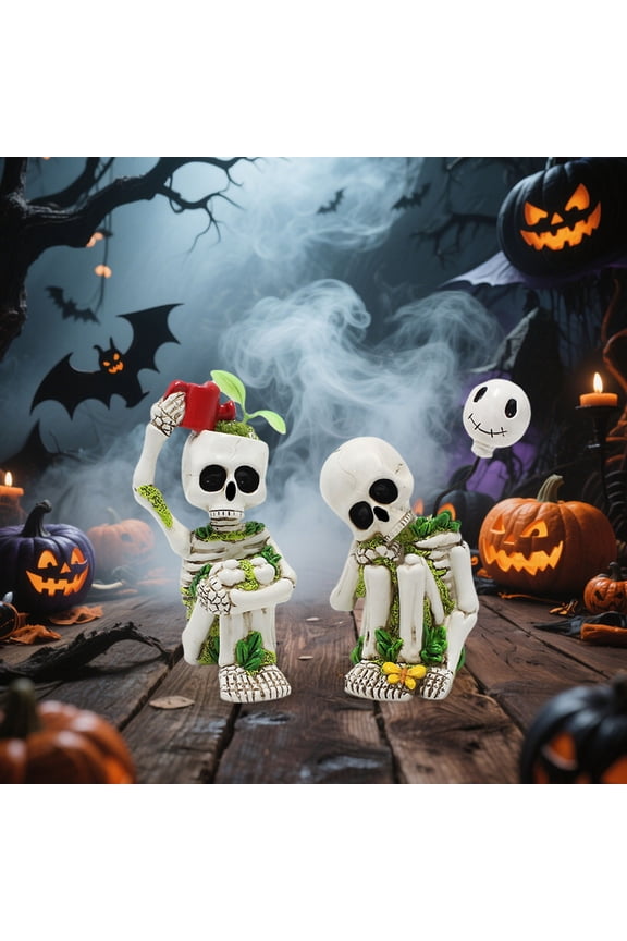 Halloween Skeleton Decoration Props, Fun Cartoon Style, 2-Pack Set