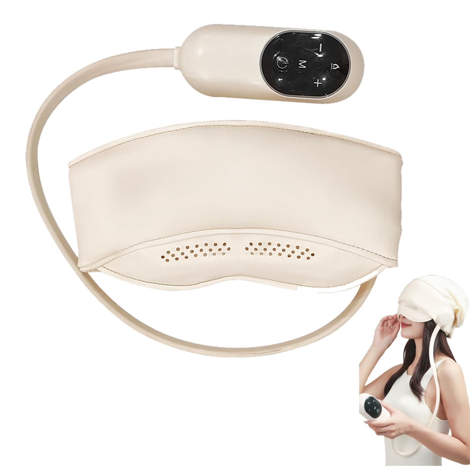 YiFudd Head Massager with Heat and Remote Control, Heated Eye Mask for Migraine Relief and Sleep, Eye Massager Adjustable Modes for Relaxation, Cap-Free Design, Gift for Women and Men