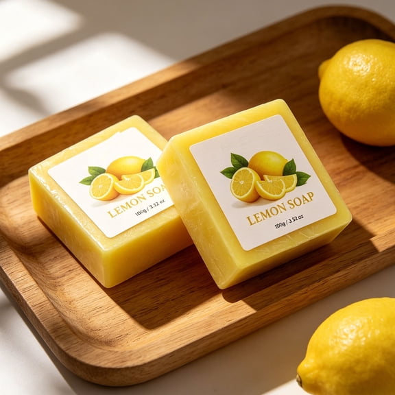YiFudd Lemon Soap Bar, Deep Cleansing Handmade Bath Soap with Lemon Extract for Fresh Clean Feel, 3.5oz