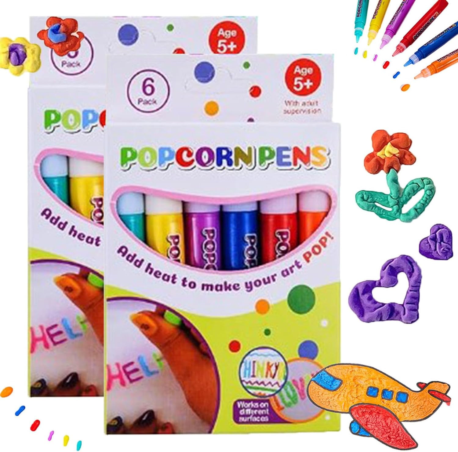  Magic Puffy Pens for Kids,DIY Bubble Popcorn Drawing Pens,Magic  Popcorn Pen,Magic Popcorn Pen Cotton Pen,3D Art Printing Bubble Pen,Popcorn  Colors Pens (12pcs-C)