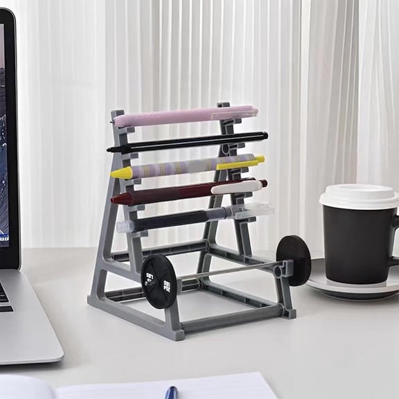 YiFudd Mini Barbell Pen Stand Desktop Organizer, Funny Fitness Themed Storage Rack, Back to College, Dorm Essentials, Gray
