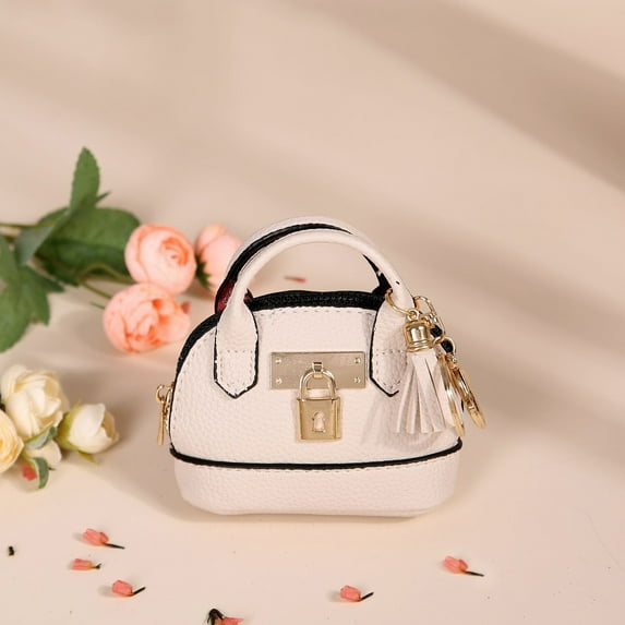 YiFudd Mini Key Chain Bag—Mini Key Pouch, Women's Lipstick Case, Coin Purse,Hanging Mini Bag Suitable for Keys, Lipstick, and Change(Beige)