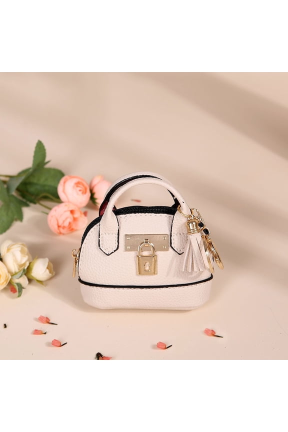 Mini Key Chain Bag—Mini Key Pouch, Women's Lipstick Case, Coin Purse，Hanging Mini Bag Suitable for Keys, Lipstick, and Change(Beige)