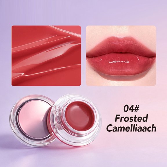 YiFudd Multi-Use Cream 04 Frosted Camellia, Glossy Lip Mud Eyeshadow & Blush for Brightening, All-in-One Cheek Lip Eye Makeup, 6g / 0.21 oz