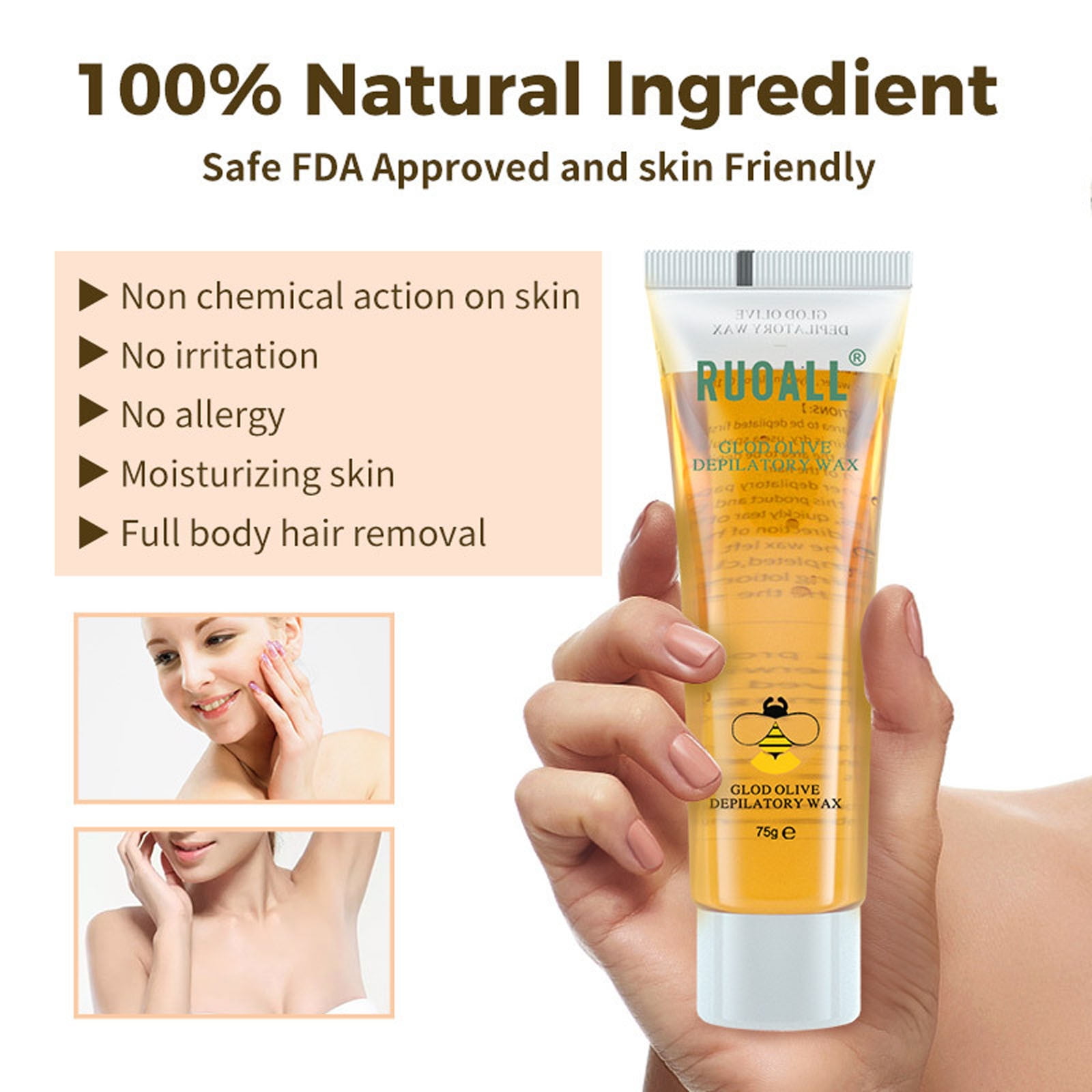 YiFudd Organic Hair Remover, AllNatural Sugar Wax For Underarm, Face