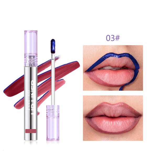 YiFudd Peel-Off Lip Liner 03, Matte Blue Pearlescent Long-Lasting Waterproof Lip Tint, Peel-Off Lip Outline Makeup, 3.5ml / 0.12 fl oz
