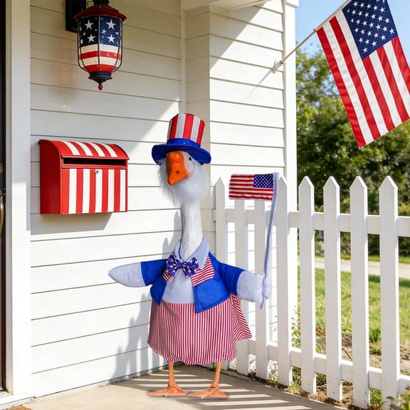 YiFudd Porch Goose Outfit, Uncle Sam Costume For 23 Inch Goose, 4th Of July Independence Day Decor