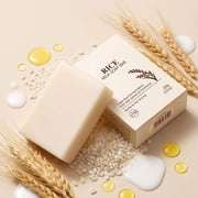YiFudd Rice Milk & Oat Cleansing Soap 100g, Gentle Moisturizing Bar for Face & Body, Daily Mild Cleanser with Mesh Pouch, 3.52 oz