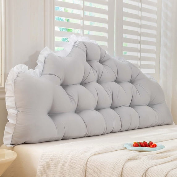 YiFudd Soft Headboard Support Cushion, 39in Bed Rest Pillow, Dorm Reading Bolster for Back & Neck Comfort, Gray