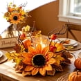 thumbnail image 1 of YiFudd Thanksgiving Sunflower And Pumpkin Candlestick Wreath, 11.81 Inch, 1 Piece, 1 of 6