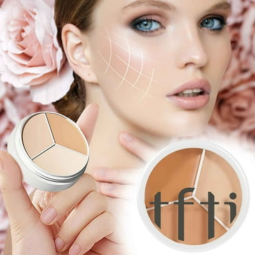 YiFudd Three-color Concealer Concealer Disc To Cover Face Spots Acne Marks Without Off Makeup Foundation Cream Dark Circles Dry Oily Skin