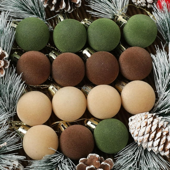 YiFudd Velvet Christmas Balls - Flocked Christmas Tree Ball Ornaments, Plastic Balls Christmas Decorative Hanging Ornaments for Holiday Party Decorations(15 pcs)