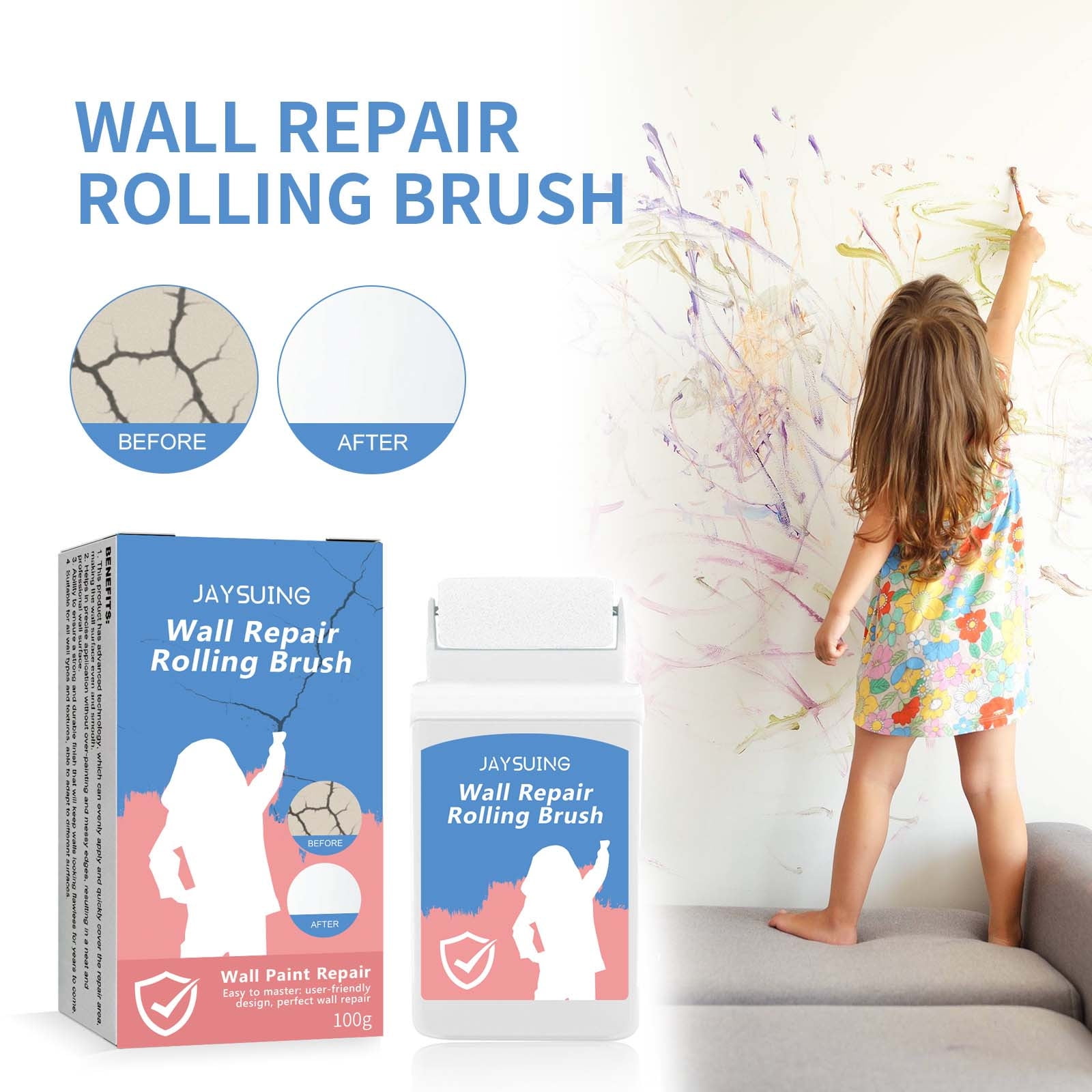 YiFudd Wall Repair Roller Brush Bubble Drill And Crack Filler Wall