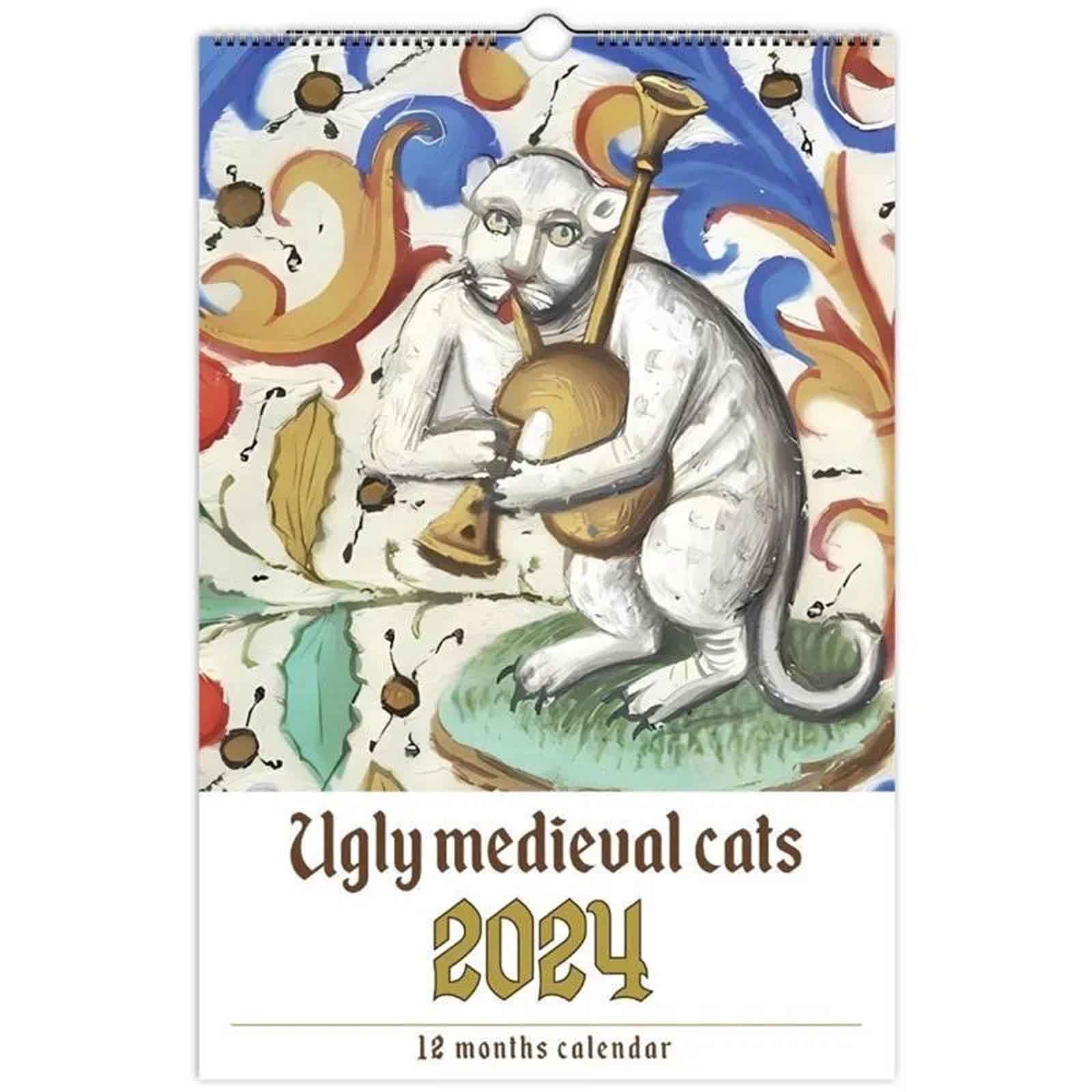 YiFudd Weird Medieval Cats Calendar 2025 Funny Cat Calendar 2025, Cat