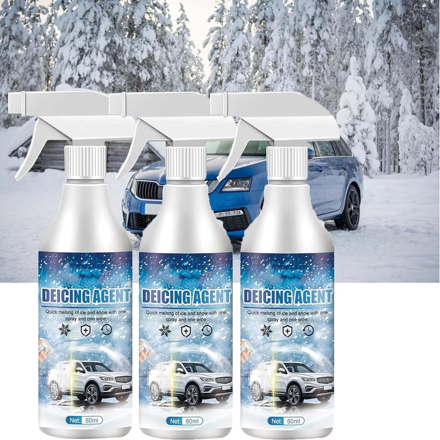 YiFudd Windshield Deicing Spray, Instantly Melts Ice & Winter Frost for