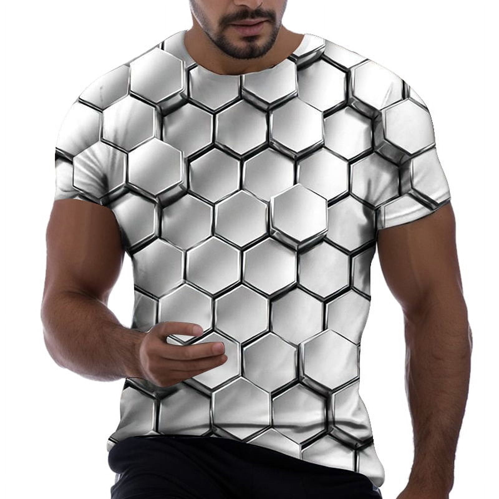 YiHWEI Fashion T Shirt for Mens 3D Printing Crew Neck Short Sleeve