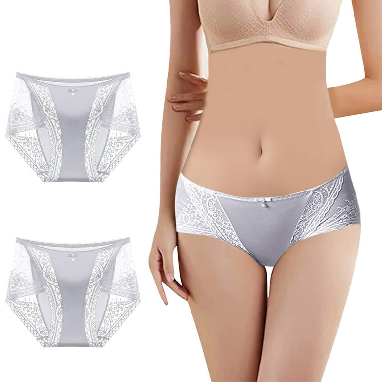 YiHWEI Female Short Cute Lingerie Womens Large Ice Silk Comfortable  Underwear Trackless Mid Rise Solid Underwear for Women XL 