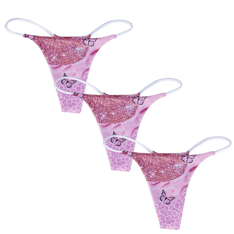 YiHWEI Female Short Lace Lingerie for Women 3Pc Women's Printed Breathable  Underwear Thong XXL