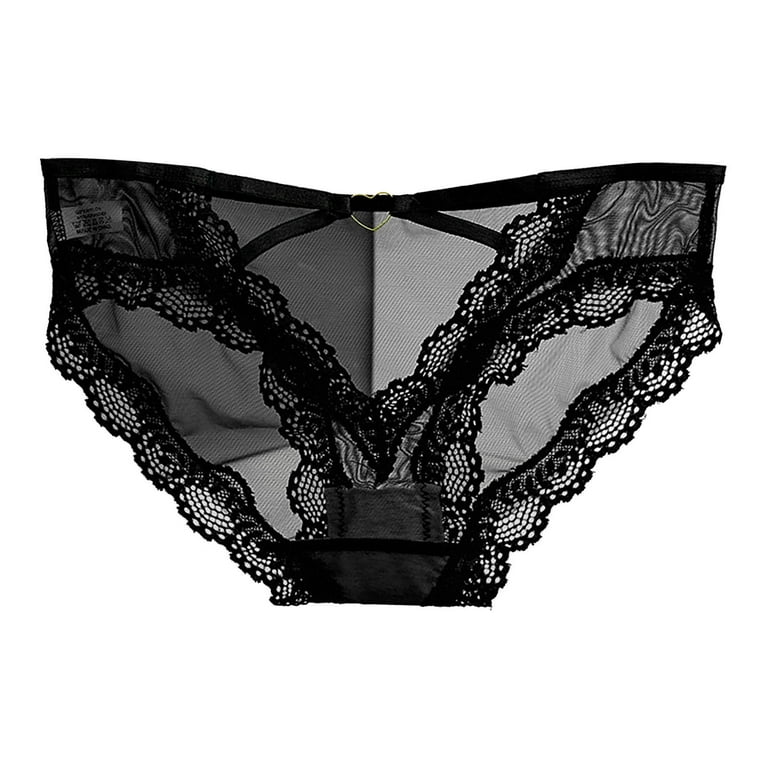YiHWEI Female Short Plus Size Lingerie for Women Fashion Striped Ice Silk  Hollow Briefs Ed Women's Panties One Size