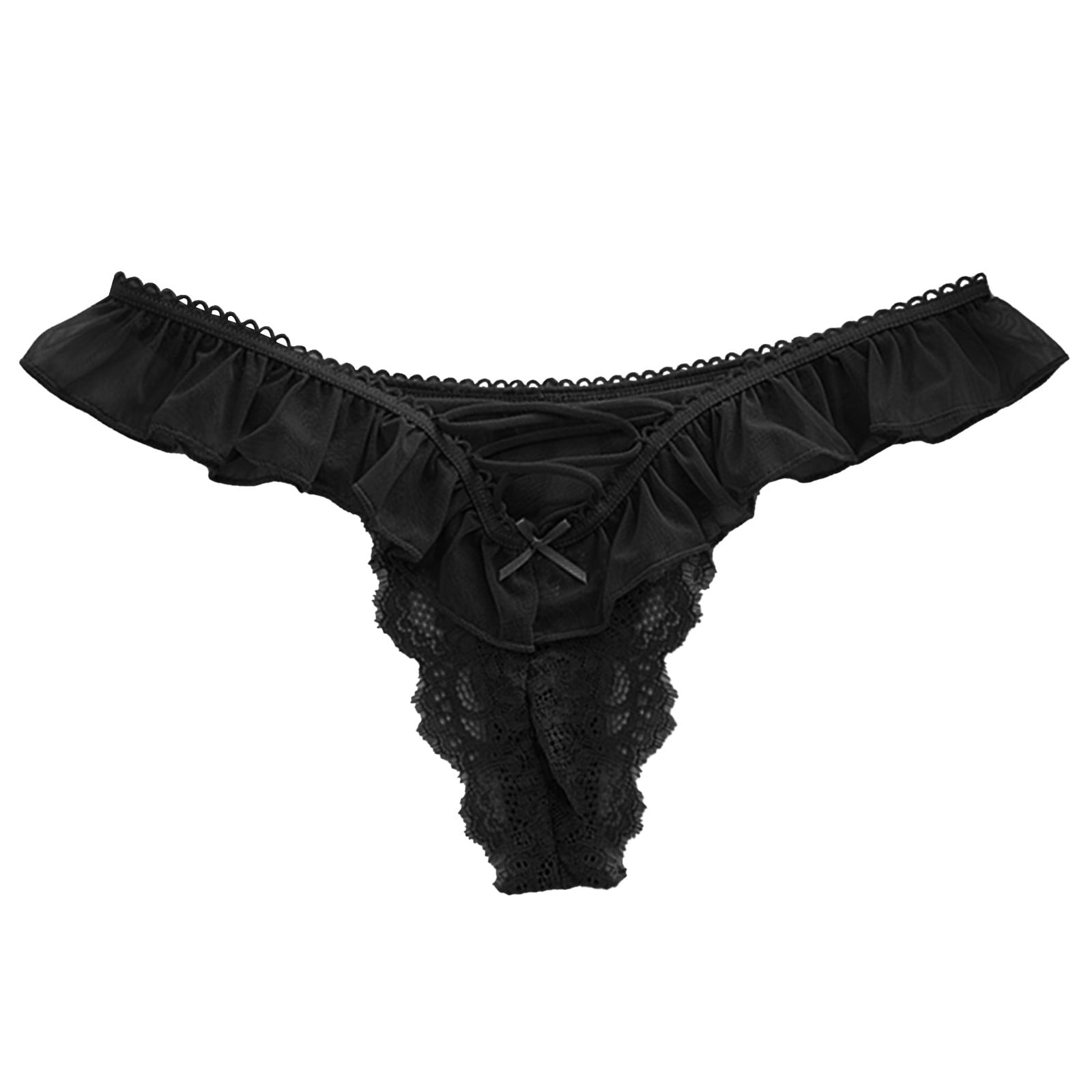 YiHWEI Female Short Vintage Lingerie Lace Hollowed Out Mesh Panties Women  Mid Waist Cotton Bottom Crotch Girl Briefs M 