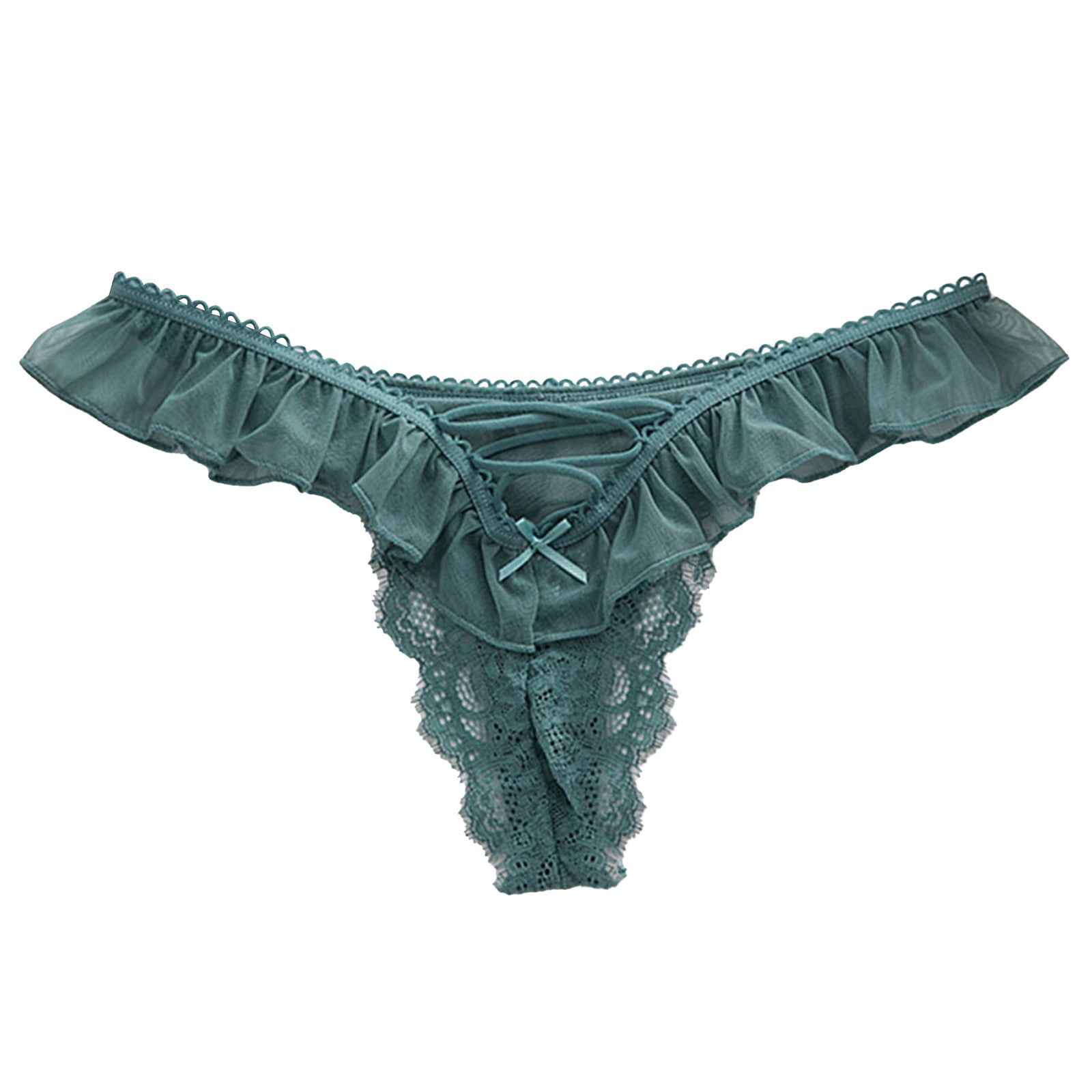 YiHWEI Female Short Vintage Lingerie Lace Hollowed Out Mesh Panties Women  Mid Waist Cotton Bottom Crotch Girl Briefs M 