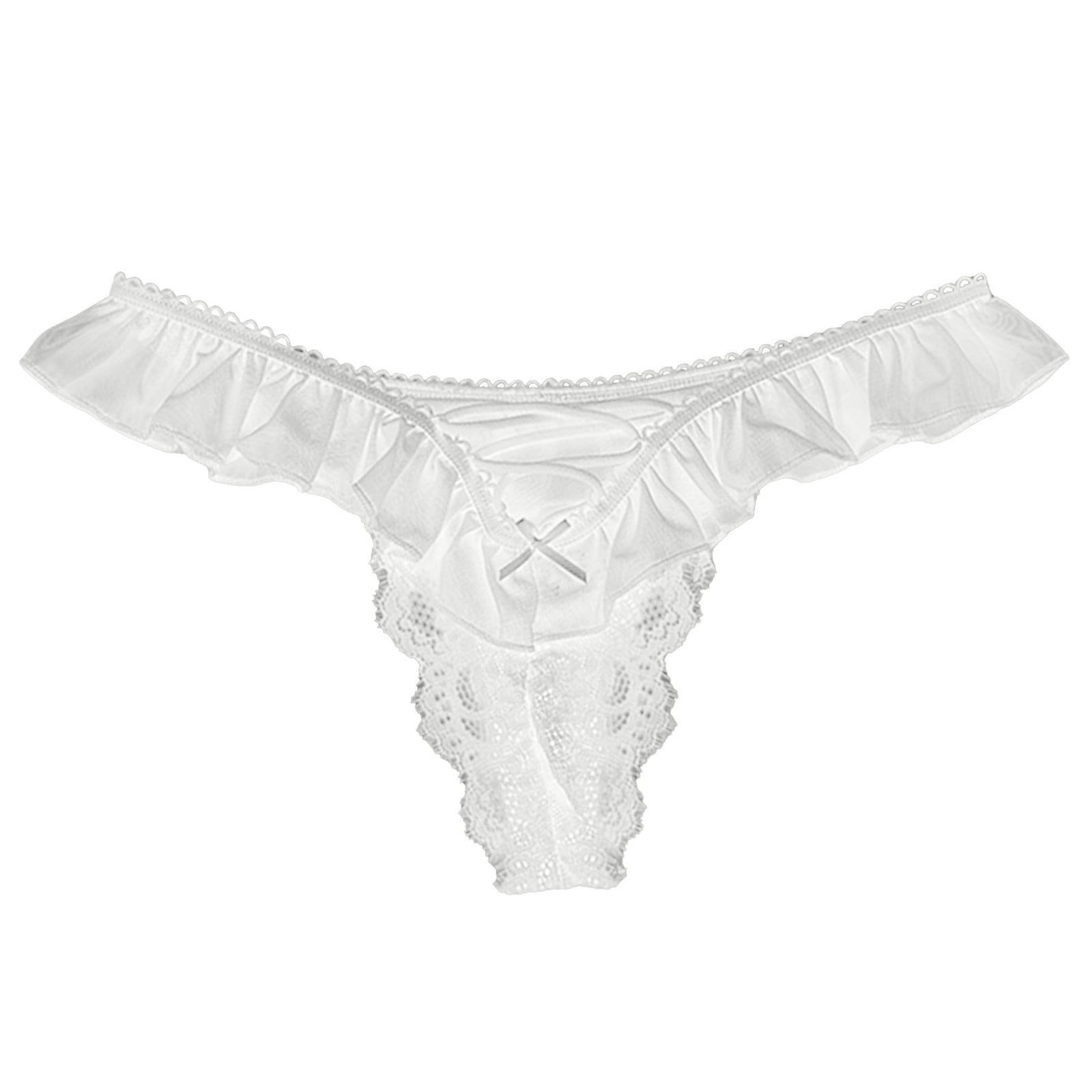 YiHWEI Female Short Vintage Lingerie Lace Hollowed Out Mesh Panties Women  Mid Waist Cotton Bottom Crotch Girl Briefs M