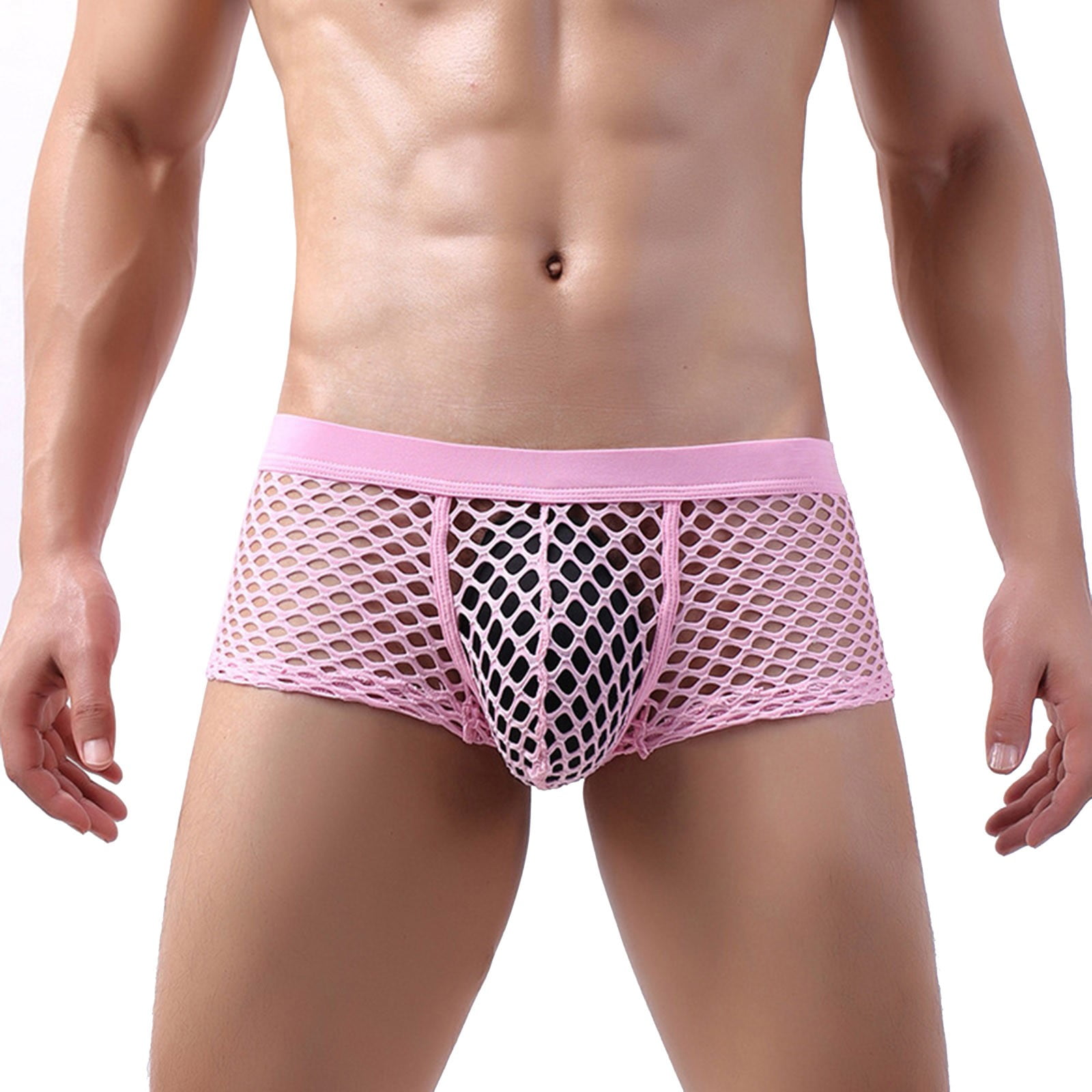 YiHWEI Japanese Big Mesh Sexy U Transparent Cutout Shorts Men's Shorts