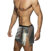 YiHWEI Male Adjustable Glossy Shorts Sexy Sexy Nightclub Performance Solid Color Skirt