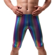 YiHWEI Male Sexy Colorful Glossy Underwear Sexy Low Waist Boxer Breathable Briefs