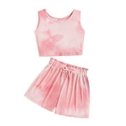 YiHWEI Mandalorian Costume Kids Toddler Girls Summer Short Sleeve Tie Dye Tops and Shorts 2Pcs Outfits Clothes Set for Children Clothes Toddler Girl Outfits Fall Sets Costumes for Kids Dress Up